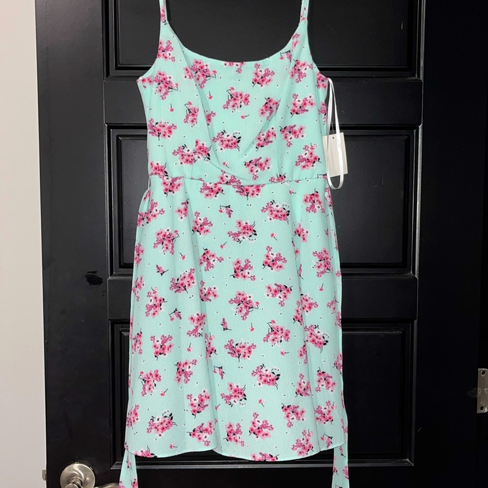 Mint Fuchsia Flower Dress